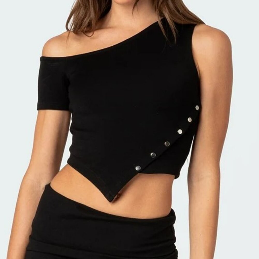Edikted Eclipse Black Asymmetrical Top - Small